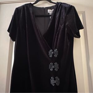 Ultra Dress New York Dress Black Velvet Vintage Stretch Velour Midi Slit Goth